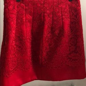 Red lace mini skirt